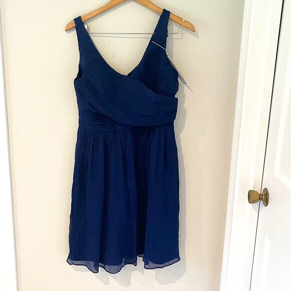 J. Crew Silk Chiffon Heidi Dress Dark Cove 93100 NWT Size 12 - Picture 2 of 9